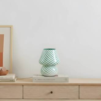 Andriana tafellamp, groen/wit, glas, Ø 15 cm groen, wit