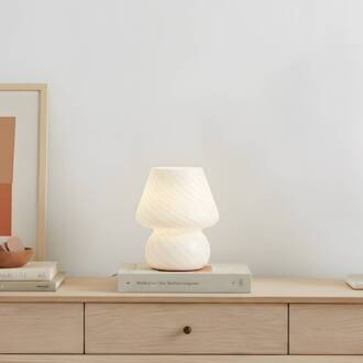 Andriana tafellamp, wit, glas, Ø 15 cm