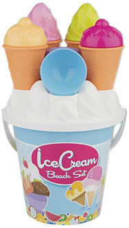 Androni Giocattoli Strand/zandbak speelgoed - emmer met vormpjes en ijsvormpjes - blauw - plastic