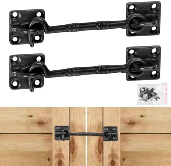 Andyes 2 Pcs 4 1/2 "Schuifdeuren Schuur Deur Lock Klink Haak & Oog Gegoten Koperen Hardware Voor Houten Deuren window Kabinet Gate