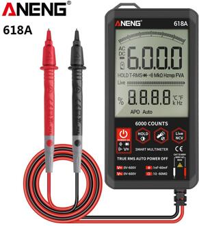 Aneng 618A Digitale Multimeter 6000 Count Dc/Ac Voltage Tester Current Meter Flash Licht Terug Grote Screen Multimeter