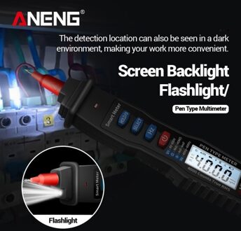 ANENG Digital Pen Multimeter NCV AC/DC Voltmeter Ohmmeter Resistance Capacitance Frequanecy Live Line Test Handheld 4000 Counts LCD Backlight Tester with Data Hold and Flashlight