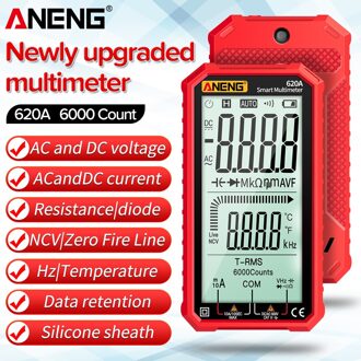 Aneng Digitale Multimeter 620A 4.7-Inch Lcd Display Ac/Dc Ultraportable True-Rms Auto-Variërend Multi tester Ncv Test rood