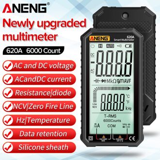Aneng Digitale Multimeter 620A 4.7-Inch Lcd Display Ac/Dc Ultraportable True-Rms Auto-Variërend Multi tester Ncv Test zwart