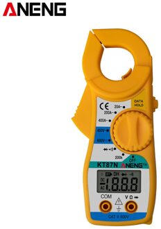 Aneng KT87N Lcd Digitale Multimeter Amperemeter Elektrische Stroomtang Ac/Dc Spanning Weerstand Tester Met Zoemer geel