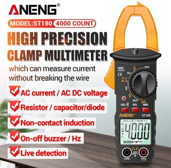 Aneng ST180 Digitale Stroomtang Multimeter Multimeter Voltmeter Amperemeter Ac Dc Voltage Ncv Tester Universal Meter Tester geel