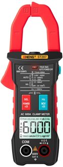 Aneng ST207 Digitale Bluetooth Multimeter Stroomtang 6000 Count True Rms Dc/Ac Voltage Tester Ac Stroom Hz Capaciteit ohm rood