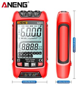 ANENG SZ01 Smart Digital Multimeter 6000 Counts Auto Range True RMS NCV Universal Meter Handheld Multifunctional Tester Voltmeter Ammeter with Backlight Flashlight AC/DC Voltage & Current Resistance Frequency Measurement
