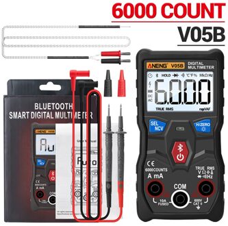Aneng V05B Bluetooth Multimeter Digitale Ac/Dc Stromen Voltage Testers Professionele Analoge Multimeter True Rms 6000 Counts zwart