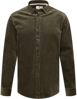 Anerkjendt Corduroy Overhemd - Regular Fit Anerkjendt , Green , Heren - S