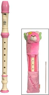 Angel ASRB-101CPK sopraanblokfluit sopraanblokfluit, C-stemming, Barok systeem, ABS, roze en creme, 2-delig, 325 mm