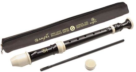 Angel ASRG-300 sopraanblokfluit sopraanblokfluit, C-stemming, Duits systeem, ABS, bruin-ivoor, 3-delig, 310 mm