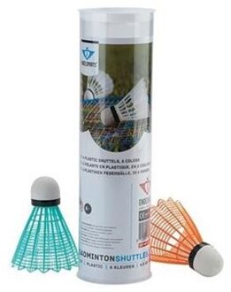 Angel Sports Badminton shuttles - 6x - gekleurd - kunststof - Badmintonshuttles Multikleur