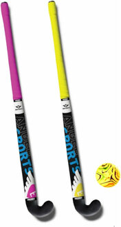 Angel Sports Hockey set - 2x sticks incl bal - 33 inch - in draagtasAA - indoor / outdoor - Hockeysets Geel