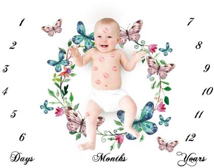 Angel Wings Baby Meisje Jongen Bloemen Katoenen Deken Milestone Fotografie Photo Prop Scheuten vlinder