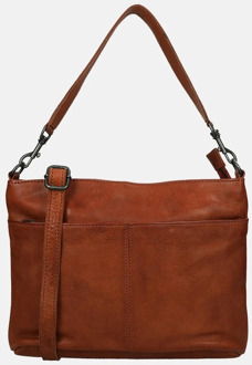 Angelica Leren Hobotas / Schoudertas - Cognac