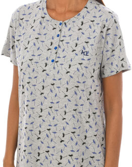 Angels Fly KL45211 damesnachtjapon met korte mouwen Grijs
