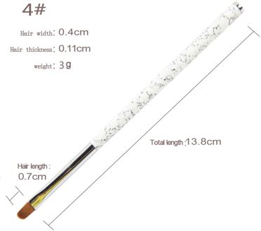 ANGNYA 1 Pc Nail Art Brush Schilderij Tekening Carving Pen 6 #8 # Metalen Handvat Marmeren Bloem Acryl tips UV Gel Polish Builder Size 4