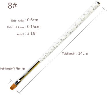 ANGNYA 1 Pc Nail Art Brush Schilderij Tekening Carving Pen 6 #8 # Metalen Handvat Marmeren Bloem Acryl tips UV Gel Polish Builder Size 8