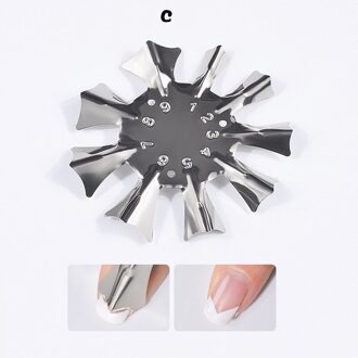 Angnya 11 Maten C-Vorm Rvs Q-Franse Acryl Nail Cutter Franse Smile Line Film Voor nail Salons Enkel Stuk
