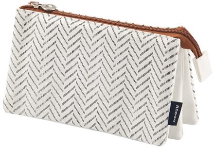 Angoo Grote Capaciteit Potlood Pen Case 3 Lagen Briefpapier Pouch Rits Cosmetische Tas Canvas Make Organizer Handtas