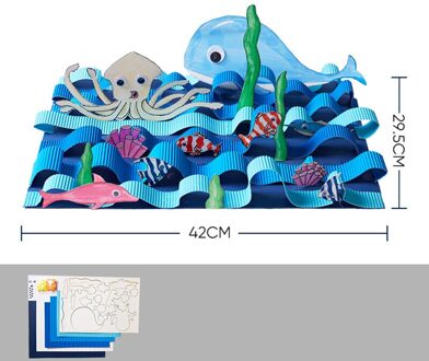 Animal Cartoon Walvis Papier Tekening Diy Handgemaakte Ambachtelijke Speelgoed Materiaal Pakket Kinderen Creatieve Puzzel Speelgoed Kleurrijke Papier Speelgoed excluding Painting