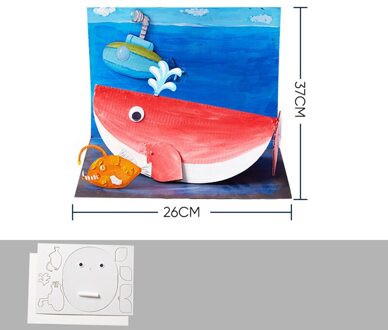 Animal Cartoon Walvis Papier Tekening Diy Handgemaakte Ambachtelijke Speelgoed Materiaal Pakket Kinderen Creatieve Puzzel Speelgoed Kleurrijke Papier Speelgoed Whale zonder Paint