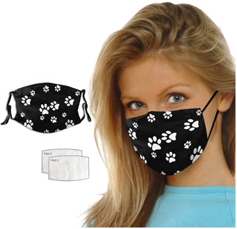 Animal Dog Paw Print Adult Mask With 2Pcs Filters Protective Mouth Mask Washable Mouth Caps Reusable Face Mask mascarillas