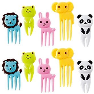 Animal Farm Fruit Vork Mini Cartoon Kinderen Snack Cake Dessert Snack Dessert Pick Tandenstoker Lunches Party Decoratie Vorken B10pcs randomly sent