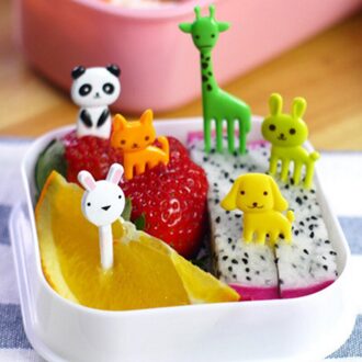 Animal Farm Fruit Vork Mini Cartoon Kinderen Snack Cake Dessert Snack Dessert Pick Tandenstoker Lunches Party Decoratie Vorken H10pcs randomly sent