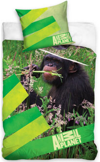 Animal Planet dekbedovertrek aap 140 x 200 cm Groen