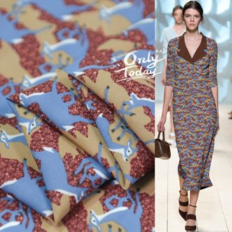 Animal Print 100% Natuurlijke Pure Zijde Crêpe Georgette Zijden Stof 135Cm Breedte 19Momme, SCG687 1 Yard