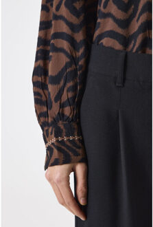 Animal print blouse dessin Bruin - M