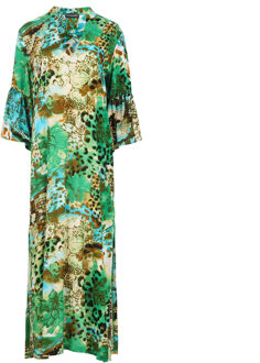 Animal Print kaftan stijl maxi jurk Groen