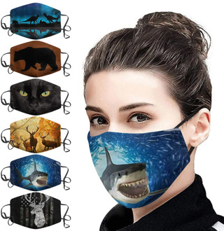 Animal Print Mask Reusable Mouth Mask Cotton Mouth Caps Washable Face Mask Breathable Mouth Cover Ear Hook Mouth Muffle masques