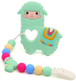 Animal Teether Pacifier Chain Food Grade Silicone Colorful Beads DIY Handmade BPA Free Nipple Holder With Alpaca Teether Pandent