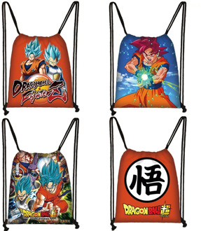 Anime Dragon Ball Drawstring Bag Goku Saiyan Canvas Backpack Teenager Boys Bookbag Storage Bags Women Men Travel Bag