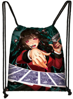 Anime Kakegurui Yumeko Jabami drawstring bag women fashion storage bag teenager girl travel bag casual backpack bookbag