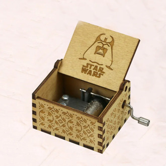 Anime Star war Music Box Hand Crank Musical Box Carved Wood Musical GiftsPlay Disney Frozen figure toy