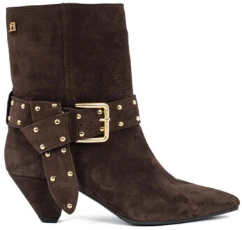 Anine enkellaarzen dark brown enkellaars met hak dames Bruin - 39