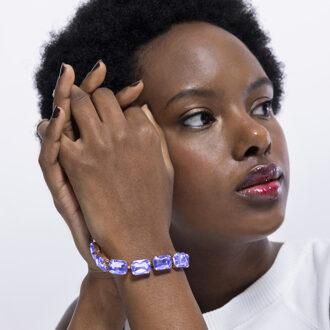 Ankek armband afgewerkt in 18k geel goud Paars - One Size