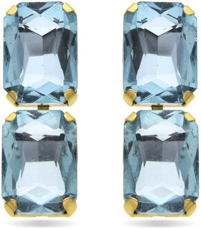 Ankek oorbellen afgewerkt in 18k geel goud Blauw