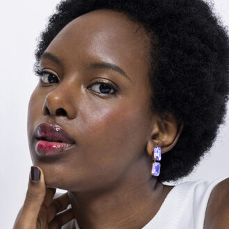 Ankek oorbellen afgewerkt in 18k geel goud Paars - One Size