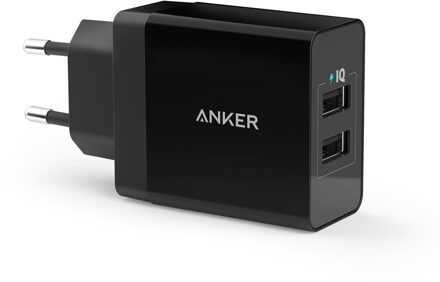 Anker 24W 2-PORT USB CHARGER Oplader Zwart