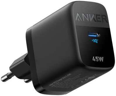 Anker 313 Charger (45W) PD/PPS for Samsung and iPhone Charging Oplader Zwart