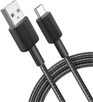 Anker 322 USB-A to USB-C Cable Nylon 0.9M Oplader Zwart