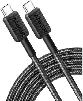 Anker 322 USB-C to USB-C Cable Nylon 3M 60W Oplader Zwart