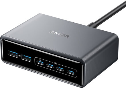 Anker Prime Charger (200W, 6 Ports, GaN) USB Hub Zwart