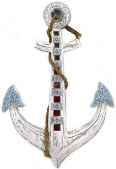 Anker voor wand/muur - polystone - 22 x 34 cm - Maritieme decoraties Creme