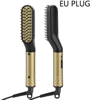 ANLAN Stijltang Kam Duurzame Elektrische Verwarmde Steil Haar Borstel Kam LCD Keramische Stijltang Brush EU US Plug EU plug